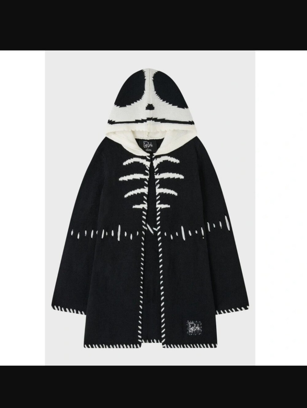 Killstar Black & White Skeleton Hooded Cardigan